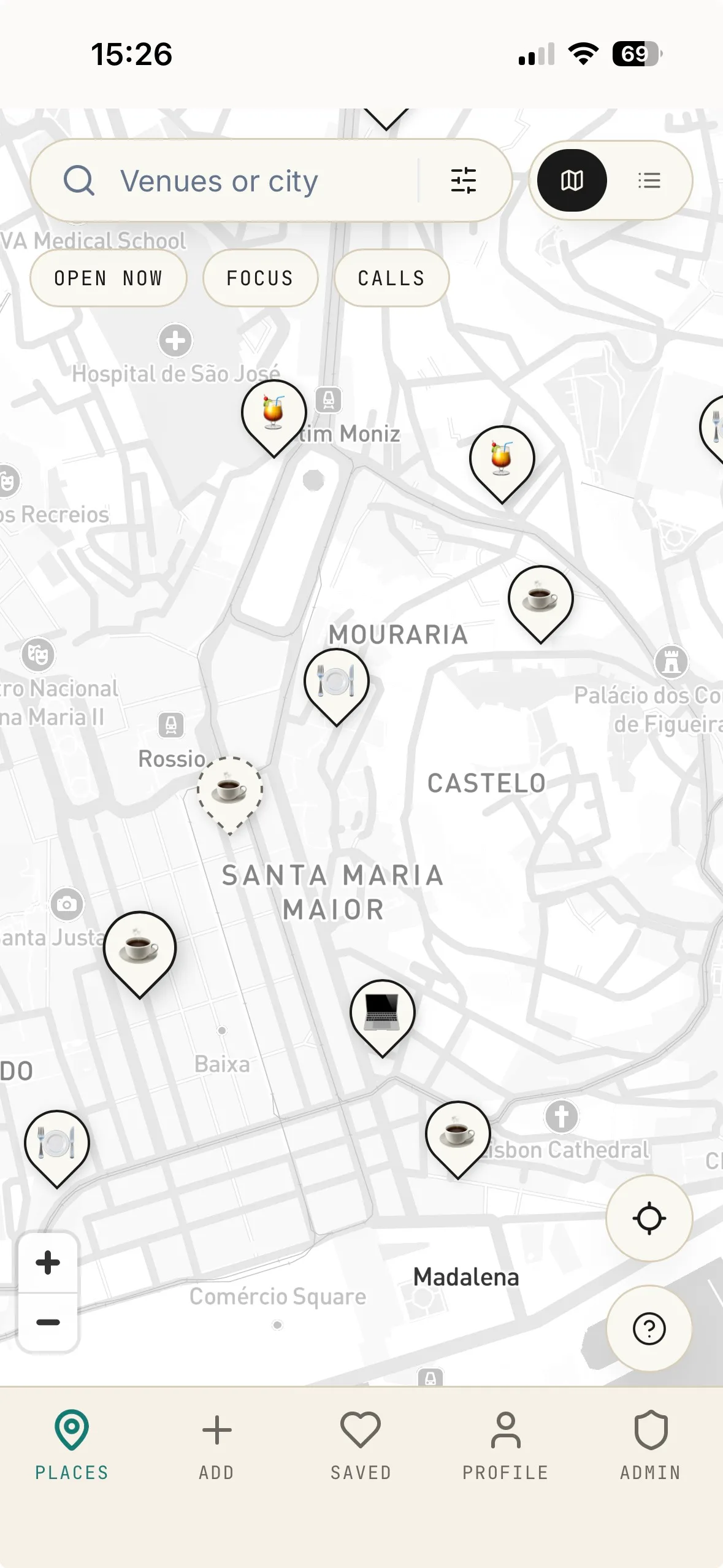 NomadBadge map view on a phone